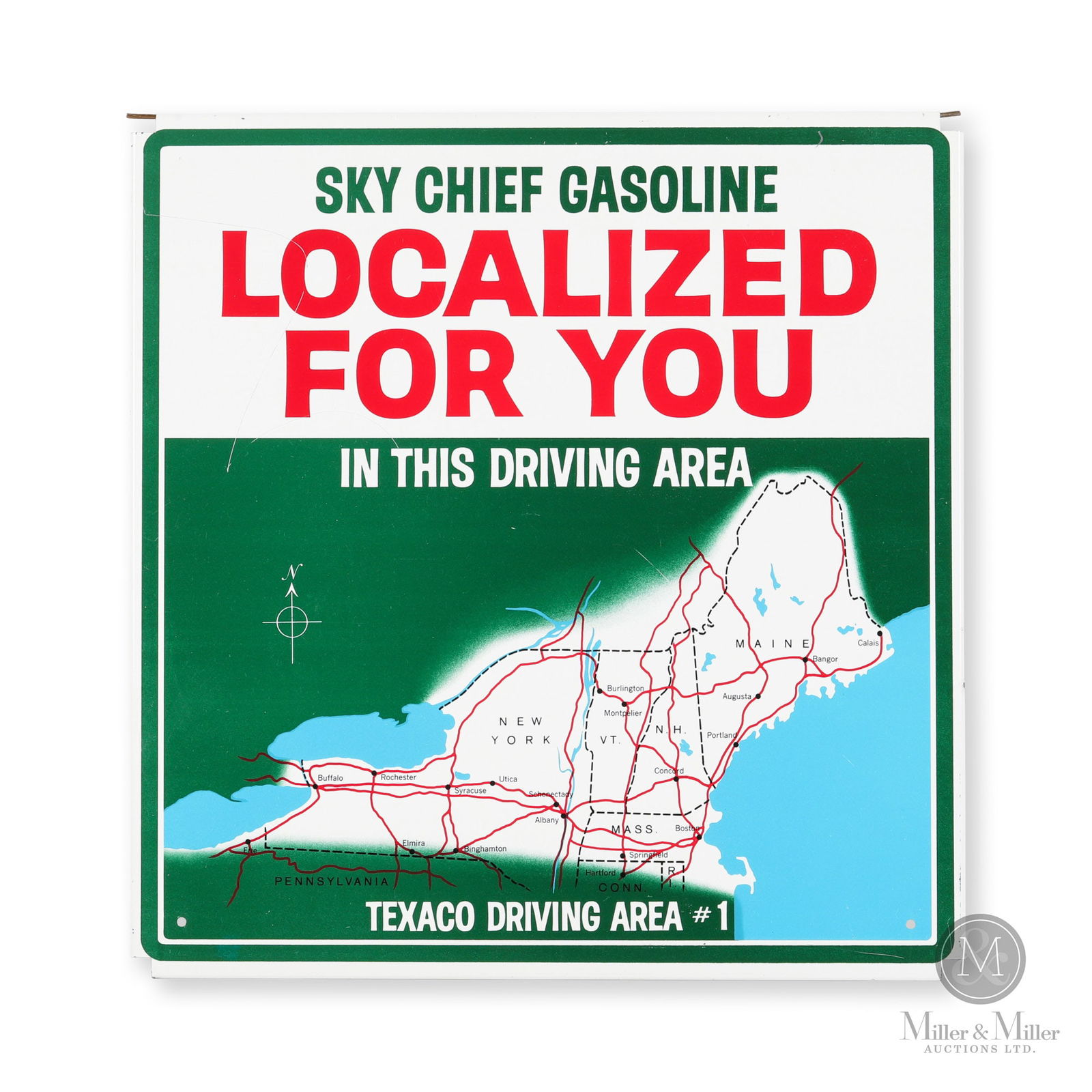 Texaco Sky Chief Gasoline New England Map Rack Sign (1 of 5)