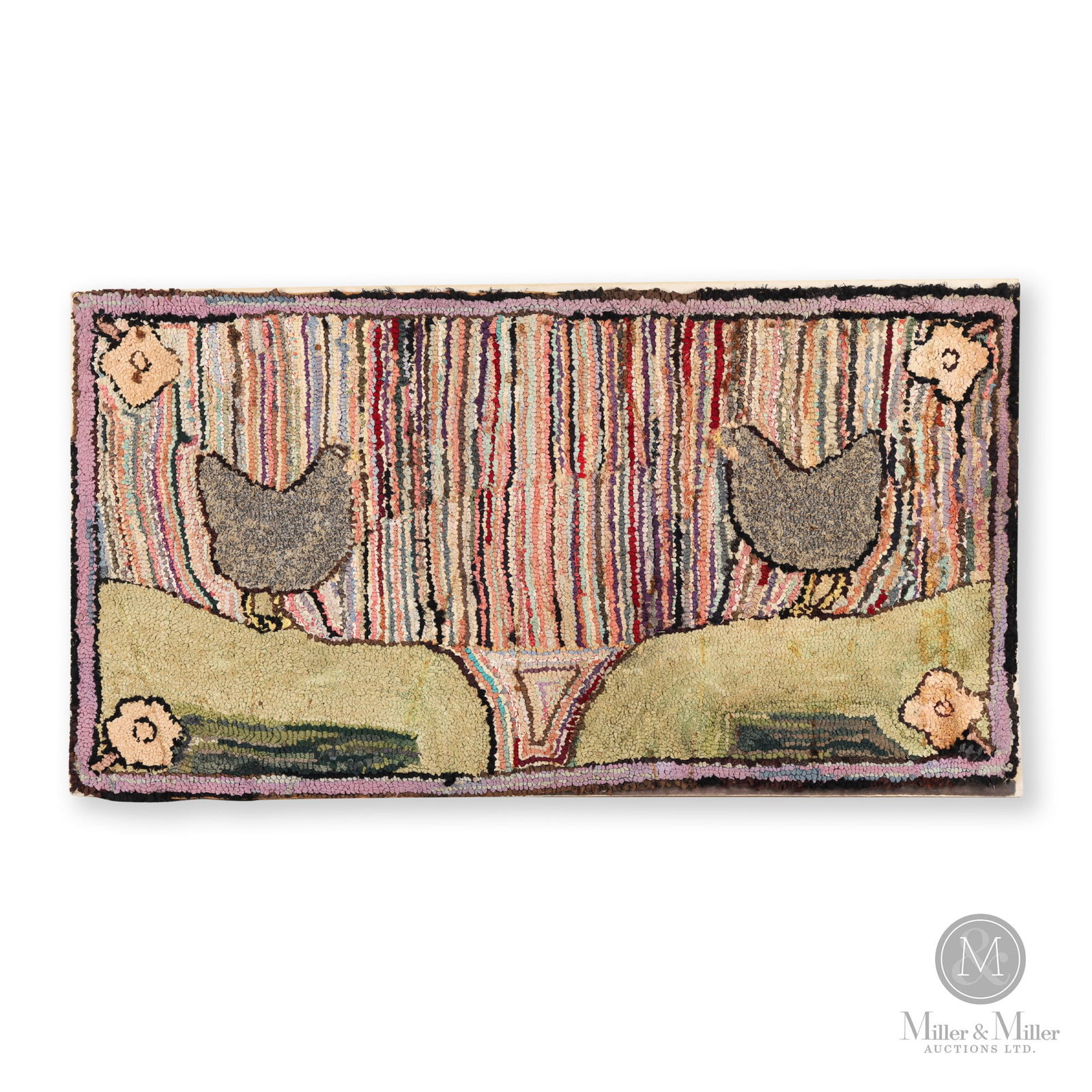 Hooked Mat With Two Hens (1 of 7)