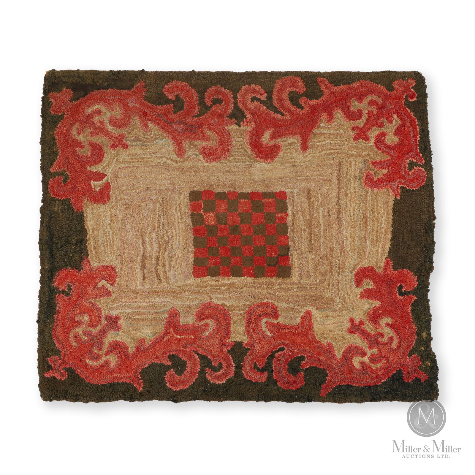 Early Hooked Rug With Checkerboard (1 of 6)