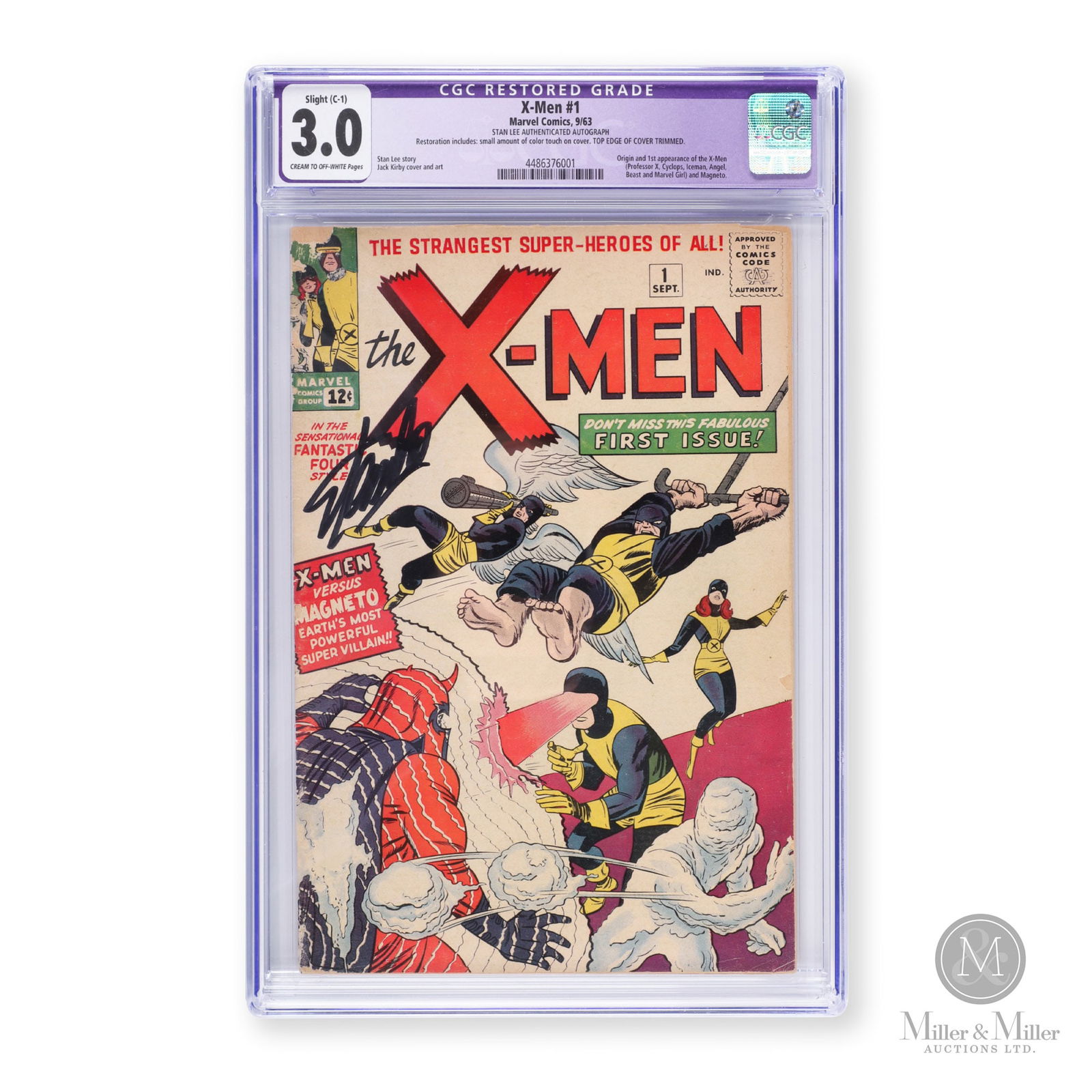 Marvel, X-Men #1 1963 CGC Restored 3.0 Stan Lee Autograph (1 of 4)
