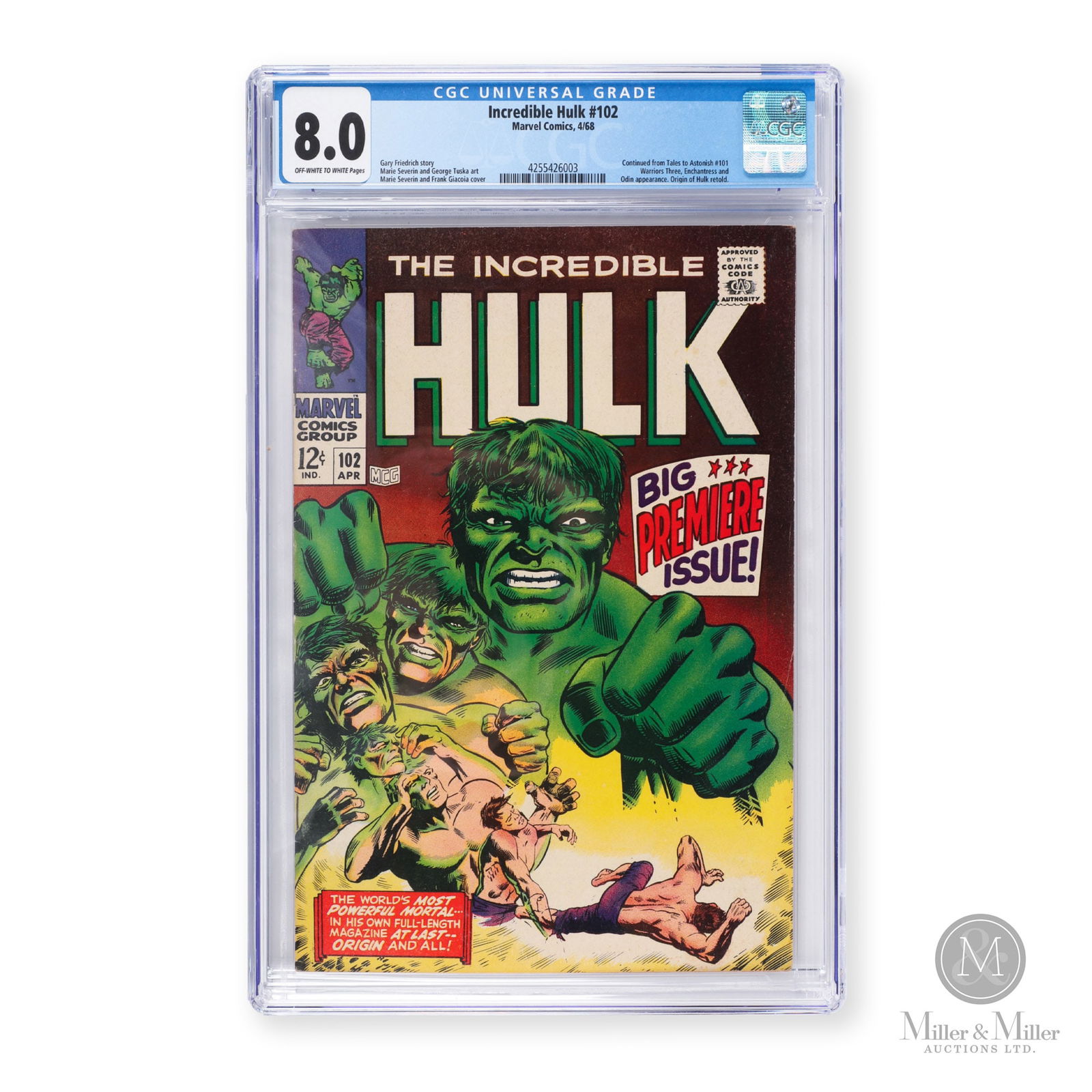 Marvel, The Incredible Hulk #102 1968 CGC 8.0 (1 of 3)