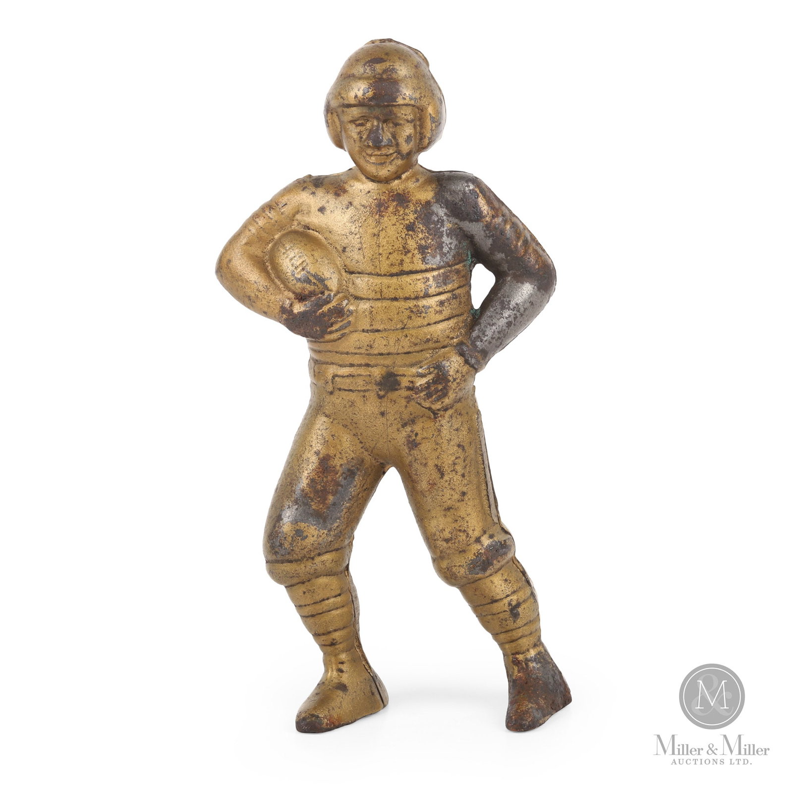 Football Player Still Bank By A.C Williams Co.: American. 1910-1934. The football player bank was made by the A.C. Williams Company. The A.C. Williams Company began producing cast iron toys in 1905 and by 1920, was the world's largest cast iron toy