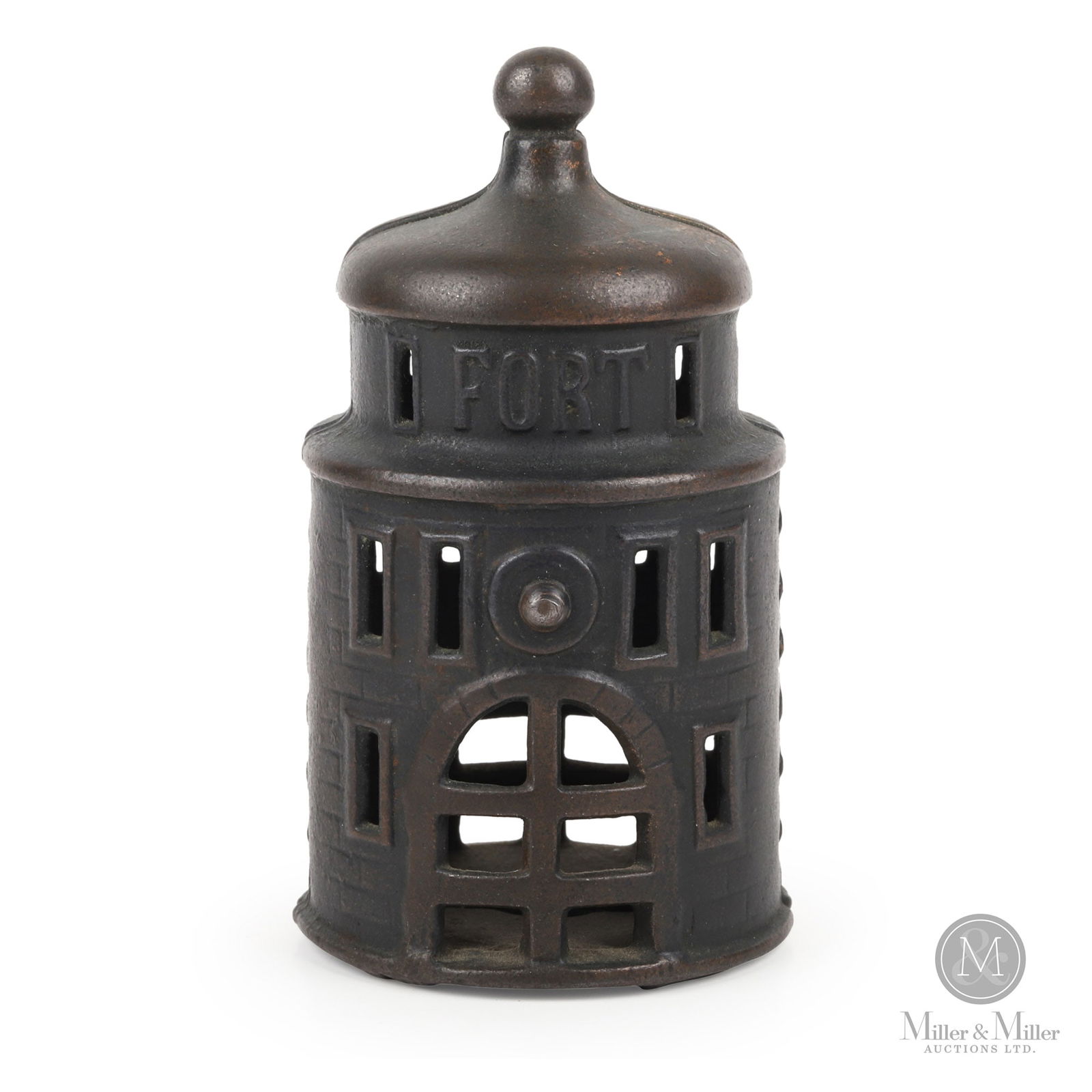 Kenton Fort Still Bank By Kenton Hardware Co.: American. 1911-1915. Toy banks were made to encourage kids to save their money. This bank, known as the Kenton Fort Bank, was named for the manufacturer, the Kenton Hardware Co. in Kenton, Ohio. The K