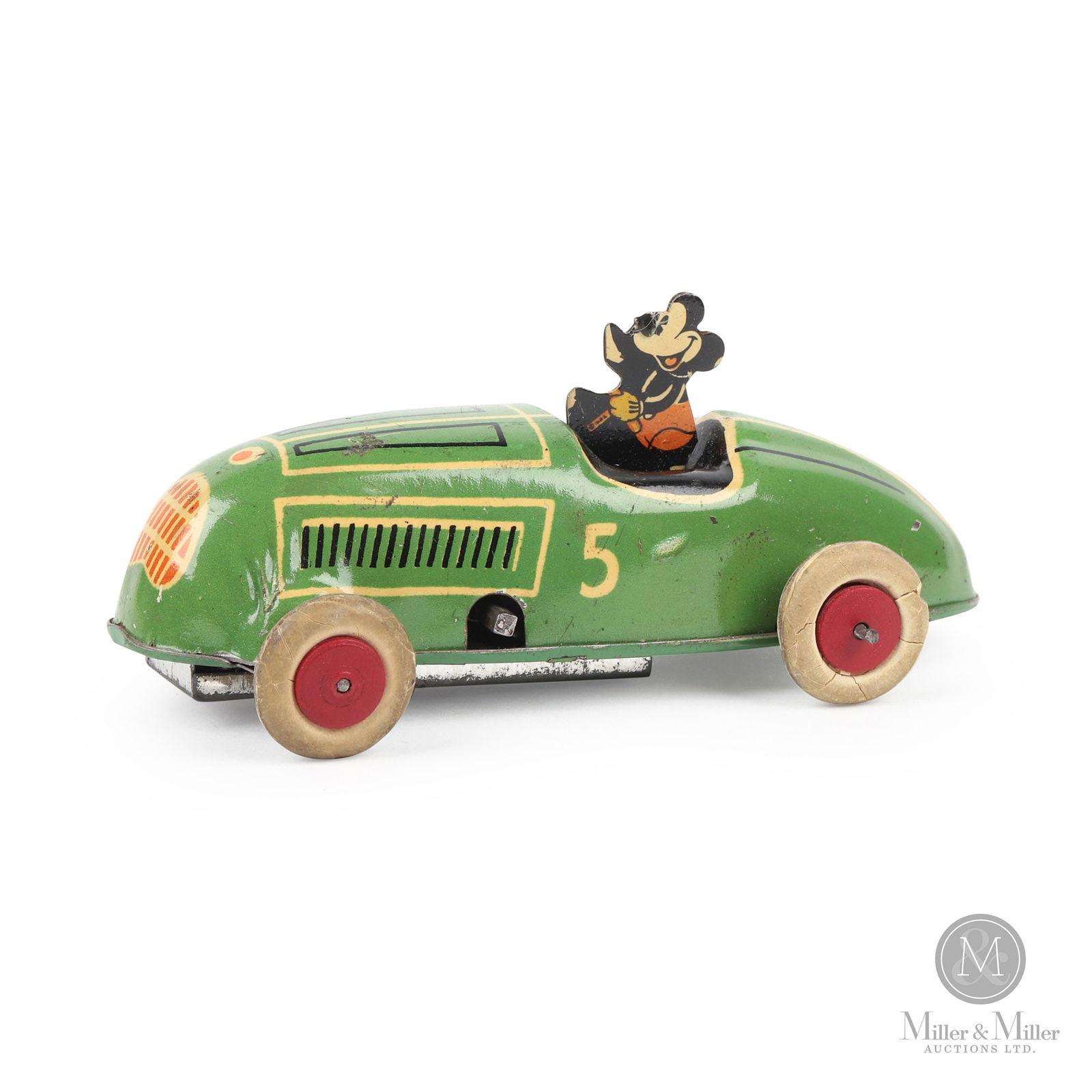 Mechanical Mickey Mouse Racing Car By Lindstrom Tool & Toy Co. (1 of 9)
