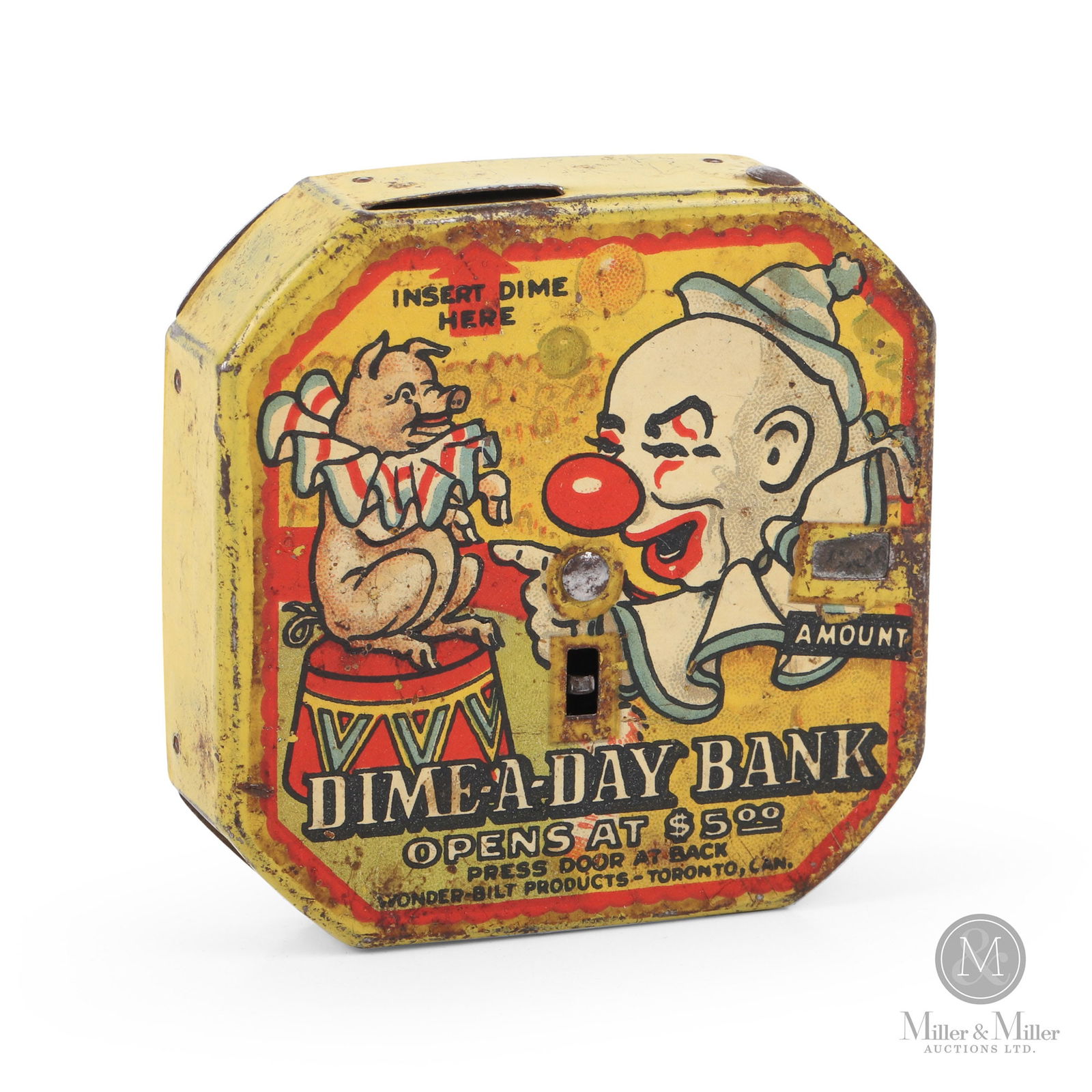 Dime-a-Day Pig and Clown Dime Register Bank By Wonder-Bilt Products, Toronto, Canada (1 of 6)