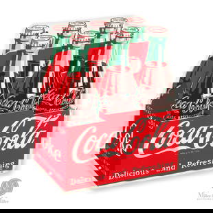 Coca-Cola 1953 Die-Cut Six Pack Sign: American. 1953. Embossed single-sided tin (SST). Marked, "A-M 1-53", lower right edge. 12.5" x 11". Authenticated by The Authentication Company (TAC #500281). All items are guaranteed authentic by