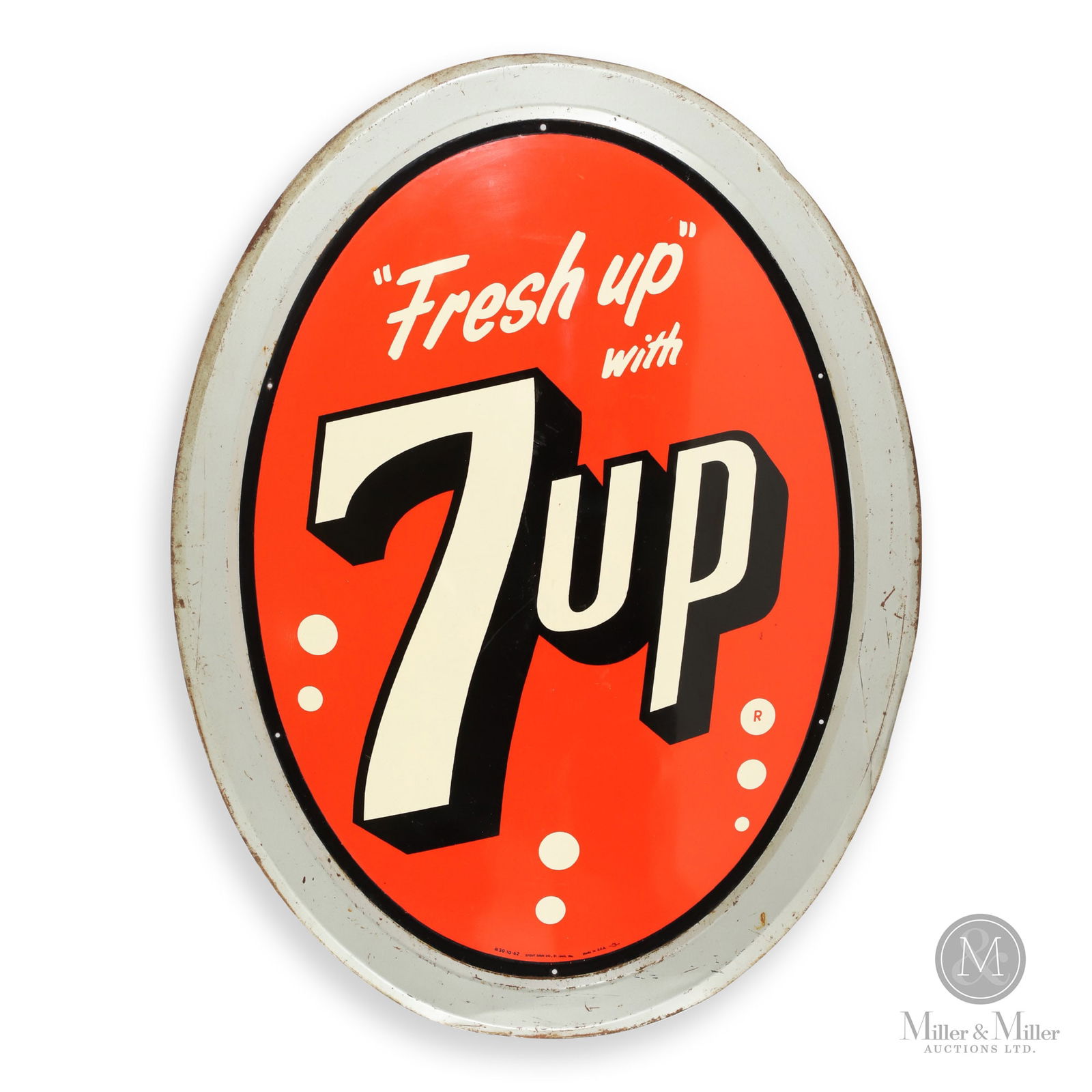 Seven-Up Framed Convex Oval Sign (1 of 6)