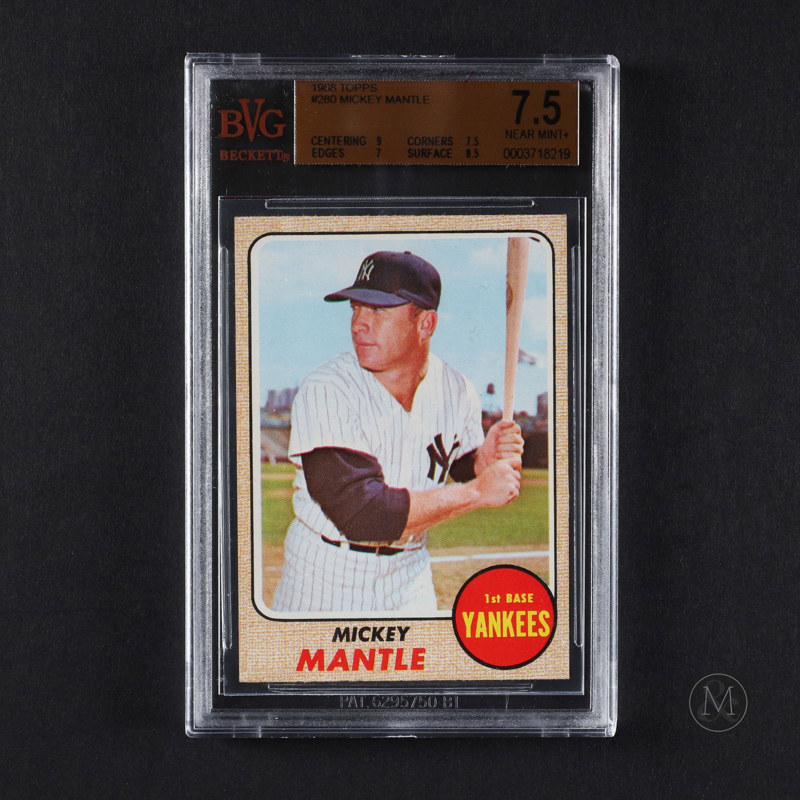 1968 Topps #280 Mickey Mantle (Beckett 7.5 NM+) (1 of 2)