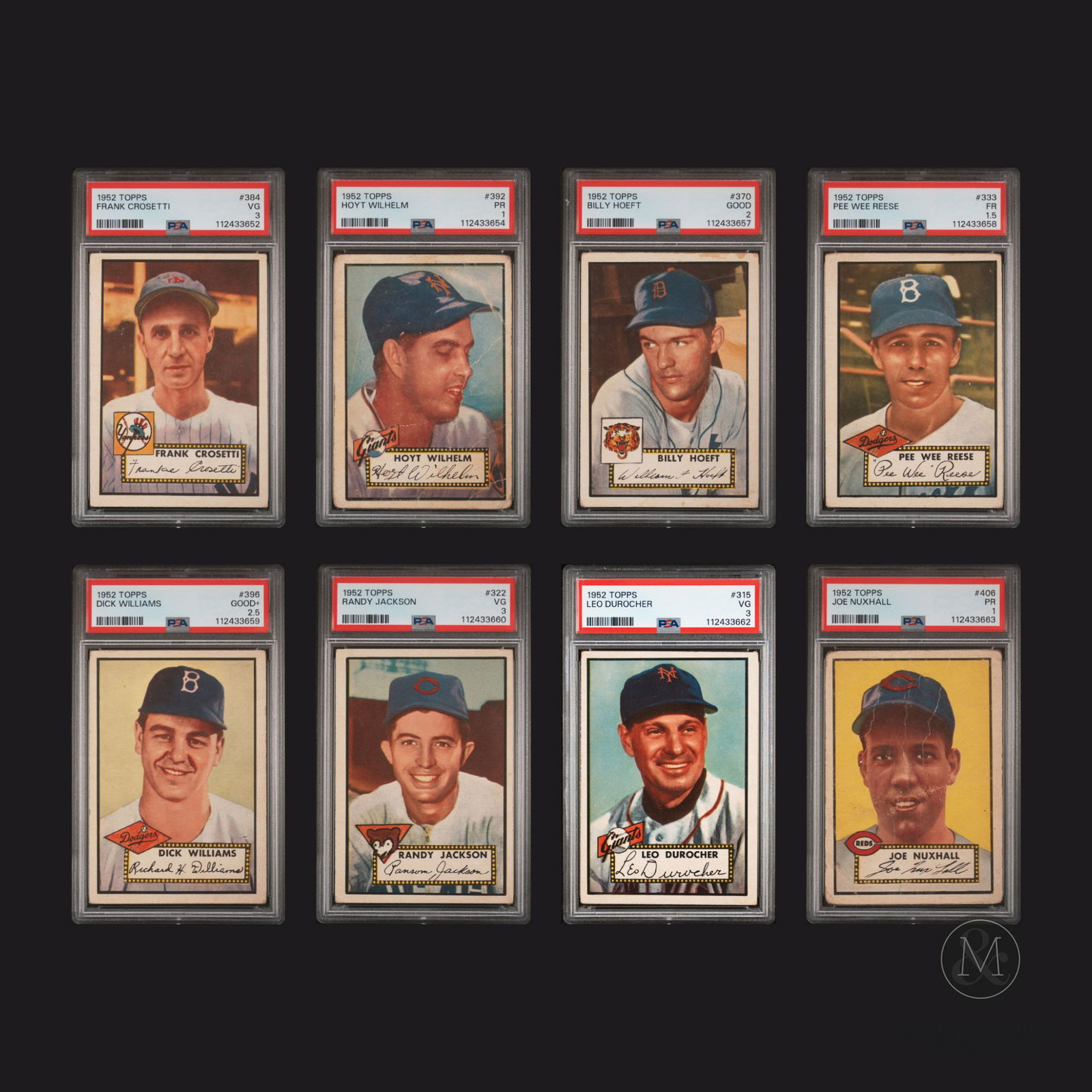 1952 Topps "High Number" Graded Cards Incl. Reese, Wilhelm & Nuxhall RC (1 of 17)