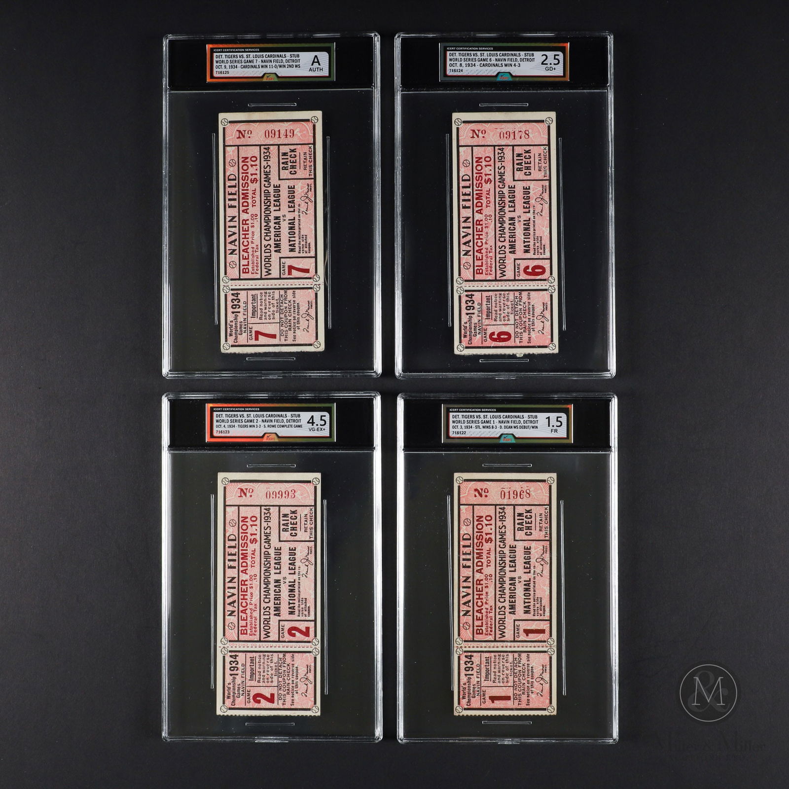 1934 Group of 4 World Series Ticket Stubs (ICert Graded) (1 of 5)
