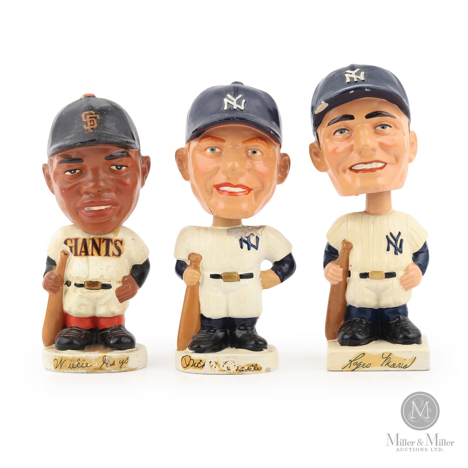 Trio of 1961-1966 White Base Baseball Nodders (1 of 9)