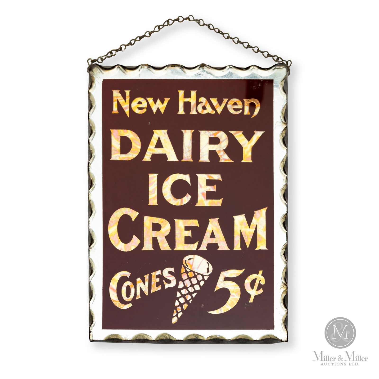New Haven Ice Cream Scalloped Reverse Glass Sign (1 of 6)