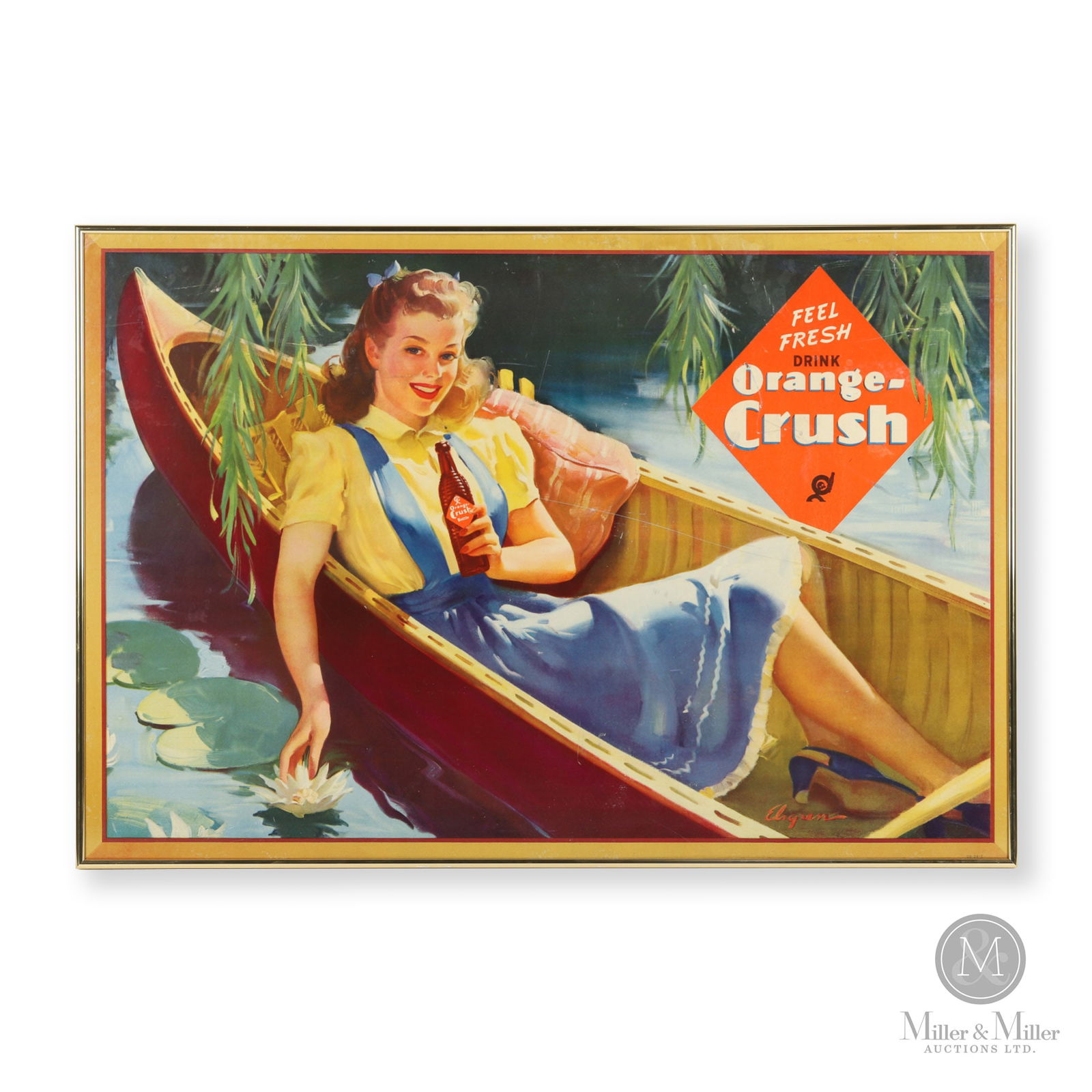 Orange Crush Girl in Canoe Framed Poster (1 of 7)