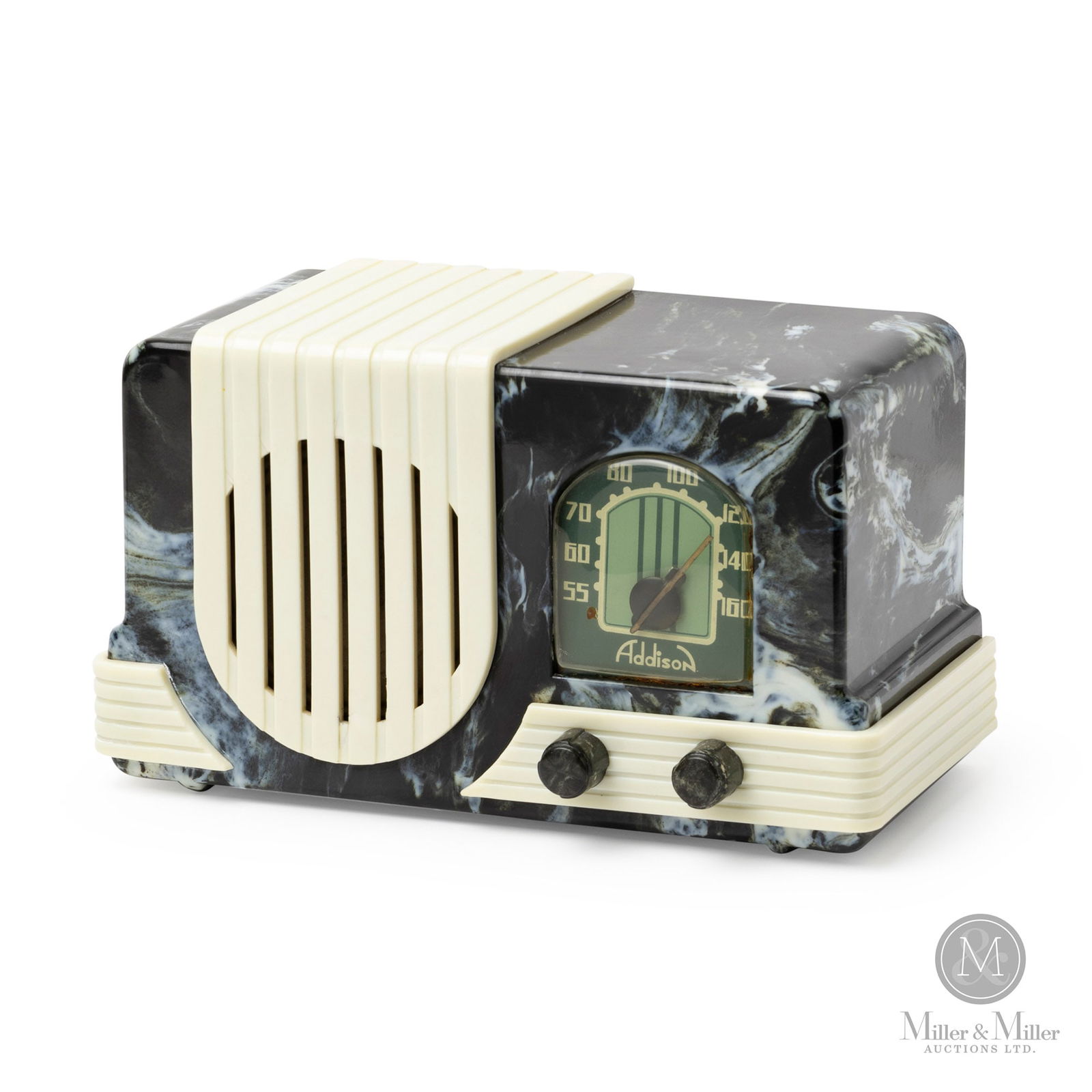 Addison Black Swirl Model A2 Radio Black & White Plaskon Radio (1 of 11)