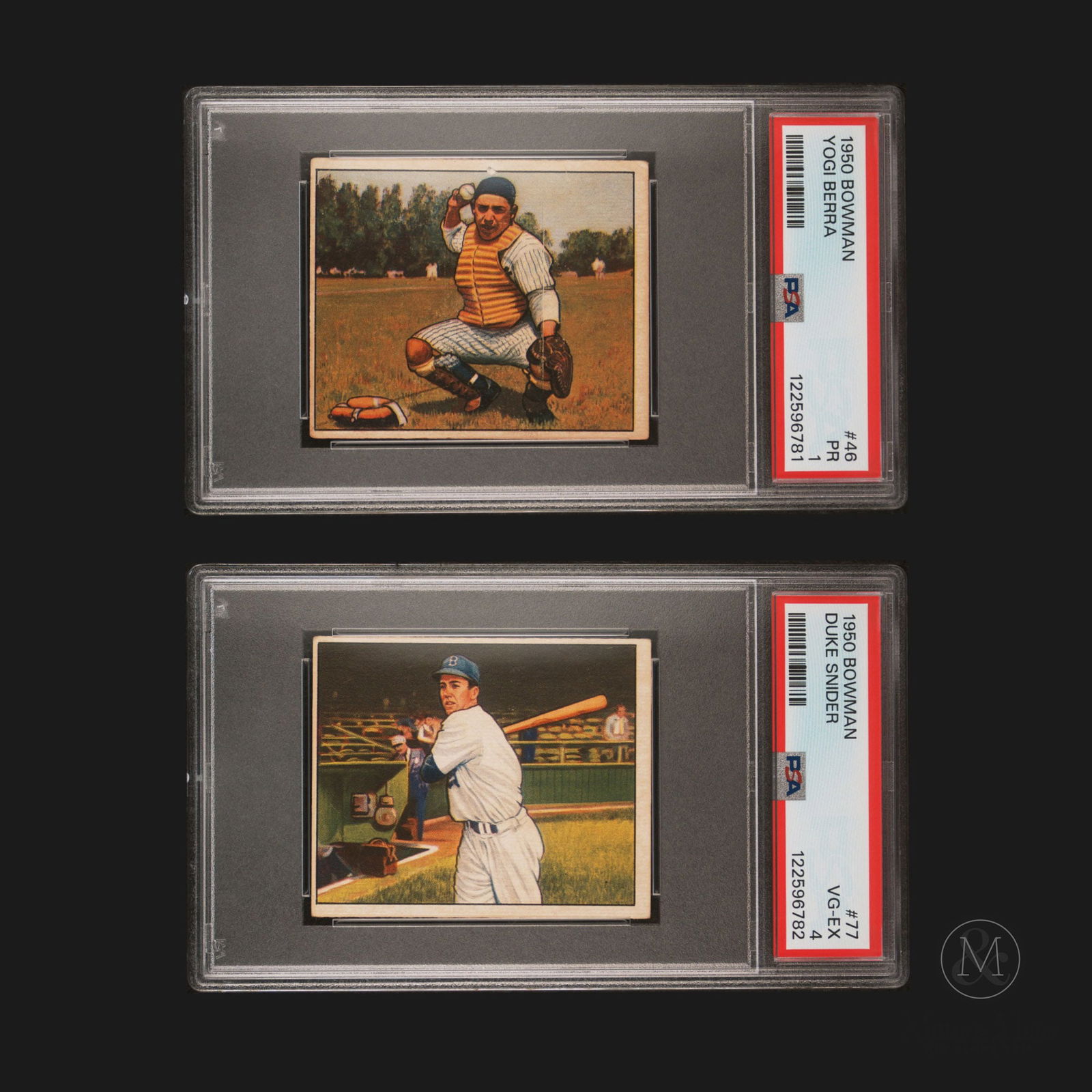 1950 Bowman Yogi Berra #46 and Duke Snider #77 (PSA 1, PSA 3) (1 of 5)