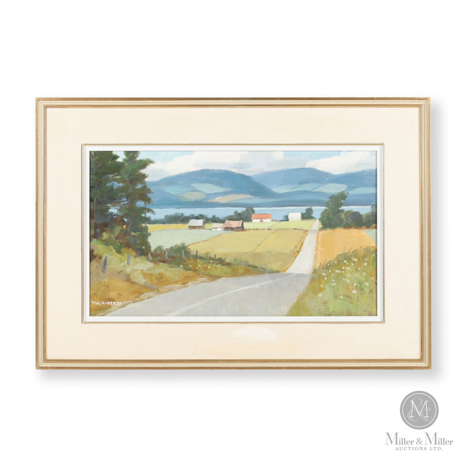 Tom Roberts "St Lawrence River View": An oil on board titled, "St. Lawrence River View" by Tom Roberts (1908-1998), RCA, OSA. The influence of the "Group of Seven" can be seen in this colourful summer scene. His works are found in major p