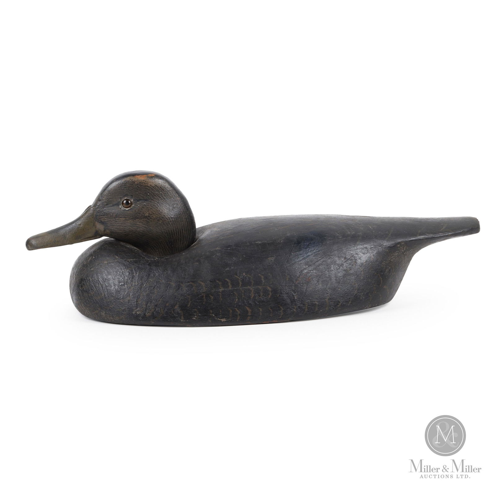 Billy Ellis (1865-1963) Low head Black Duck Decoy (1 of 8)