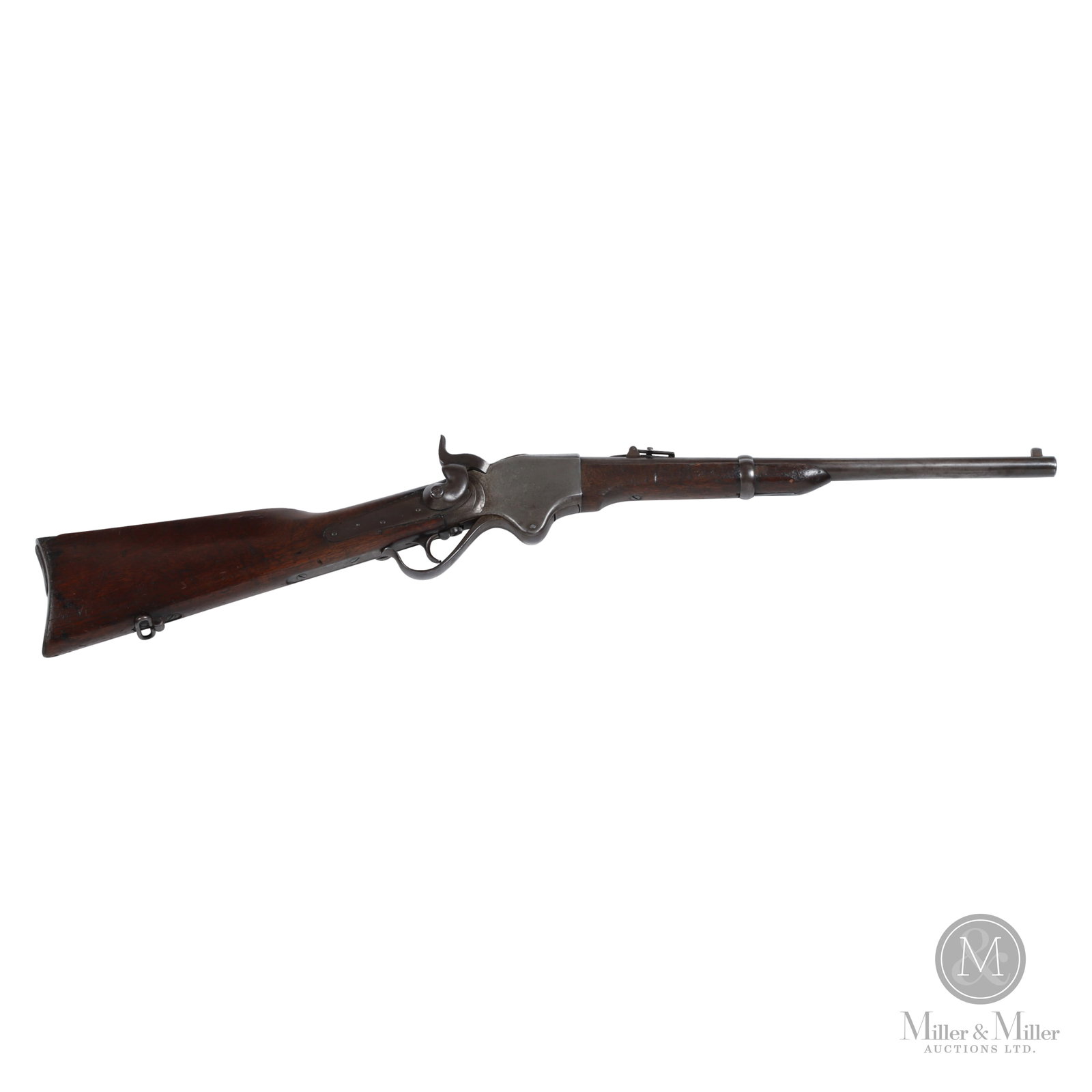 Spencer M1865 Carbine with Stabler Magazine Cut-Off: American C. 1865. Non-Restricted. Spencer Model 1865 Carbine. .50 Spencer cal. Serial number 10261. Approximately 19â€ barrel, slightly shortened from the factory 20â€