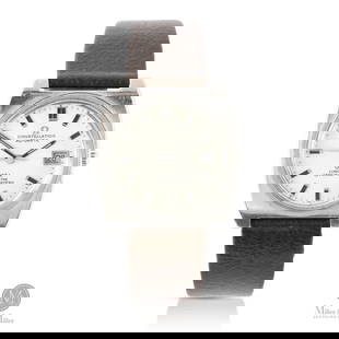 Omega, Ref. 166.056, Constellation Calendar Automatic: Swiss. Stainless steel. This Omega Constellation presents the distinctive tonneau-shaped case design that defined much of the brand's 1970s styling. This lot includes an additional steel Omega model