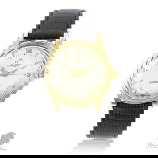 Omega, Ref. 2577-11SC, Seamaster Automatic: Swiss. Gold-capped case, steel back. This 1952 Omega Seamaster is an excellent example of Omega's post-war automatic bumper movements. Case back engraved, "Presented to C.B.Linton in appreciation of