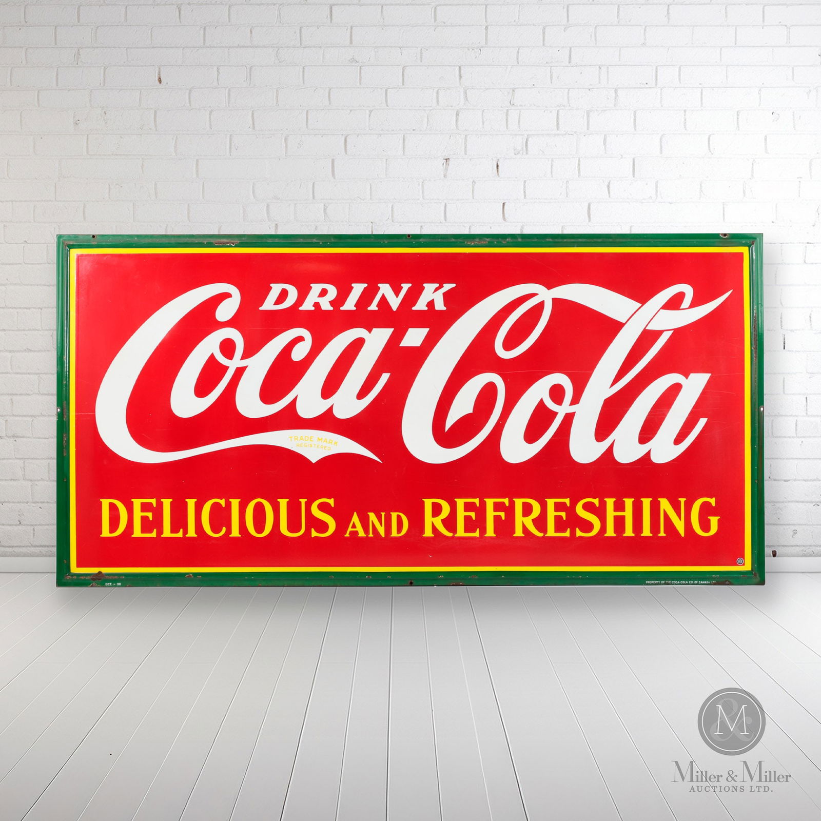 Coca-Cola Monumental "Delicious & Refreshing" 1936 4' x 8' Sign (1 of 7)