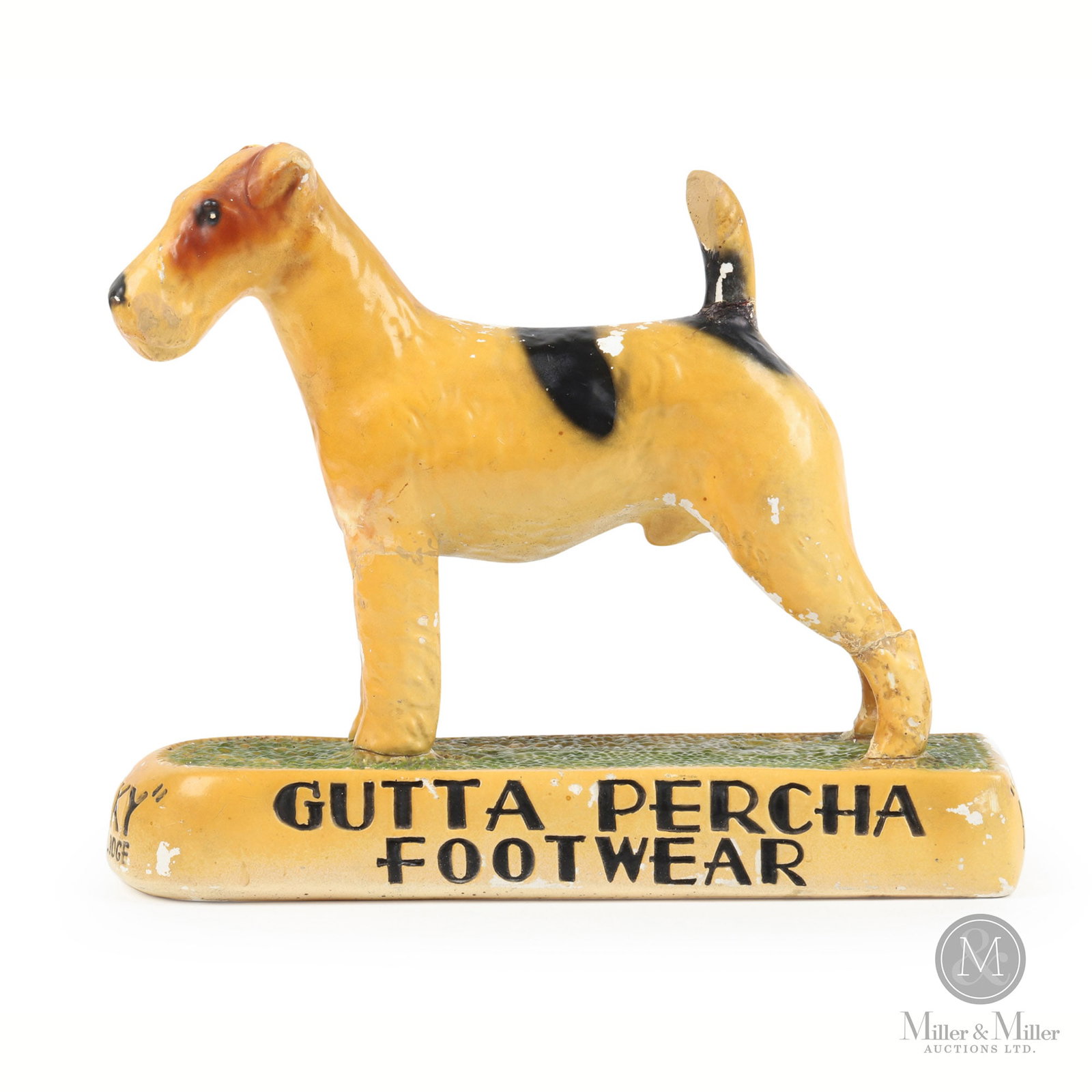 Gutta Percha Footwear "Perky" Advertising Display: Canadian. 1940s. Painted chalkware. From the Bill and Carol Johnson Collection.