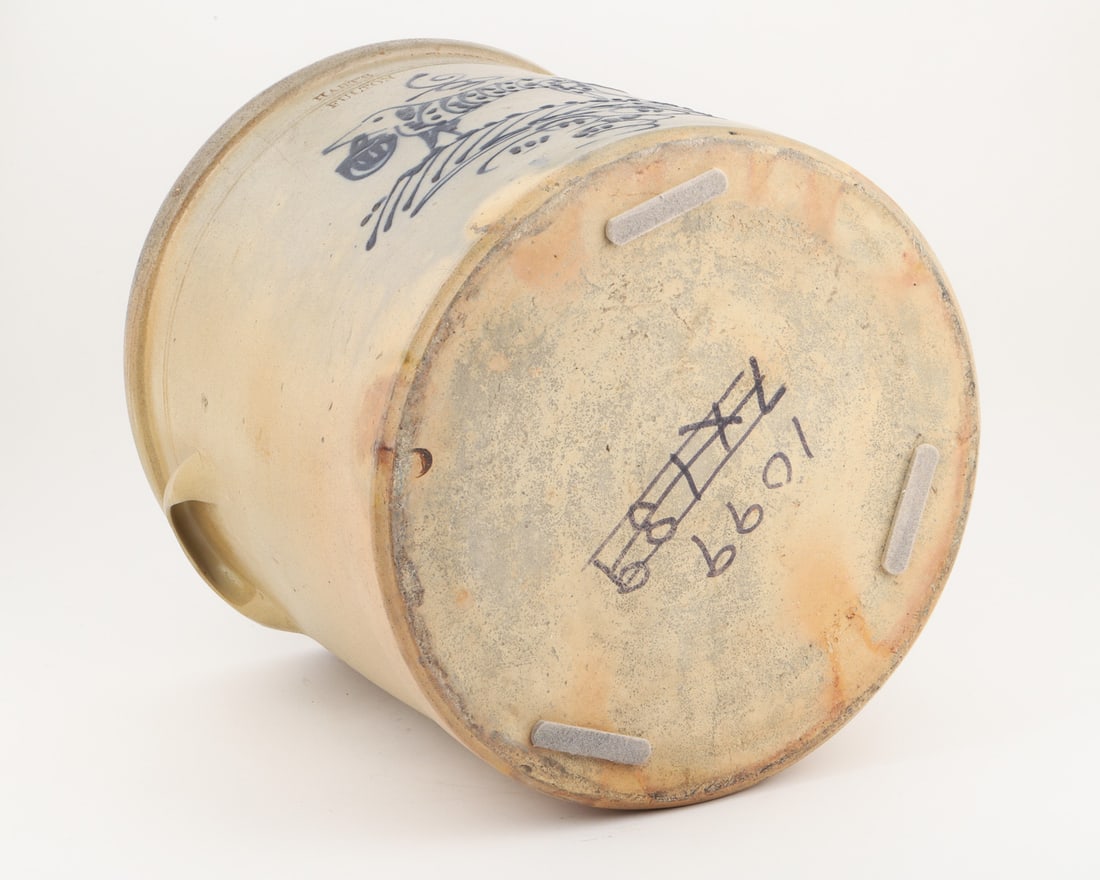 Extremely Rare Hart Fulton NY 6 Gal Butter Crock With Dog Decoration - 9