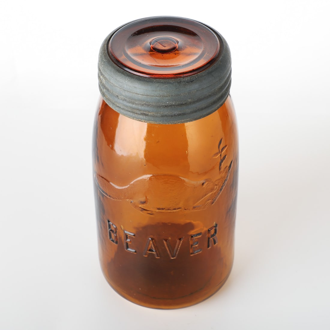 Amber Beaver Quart Fruit Jar - 3