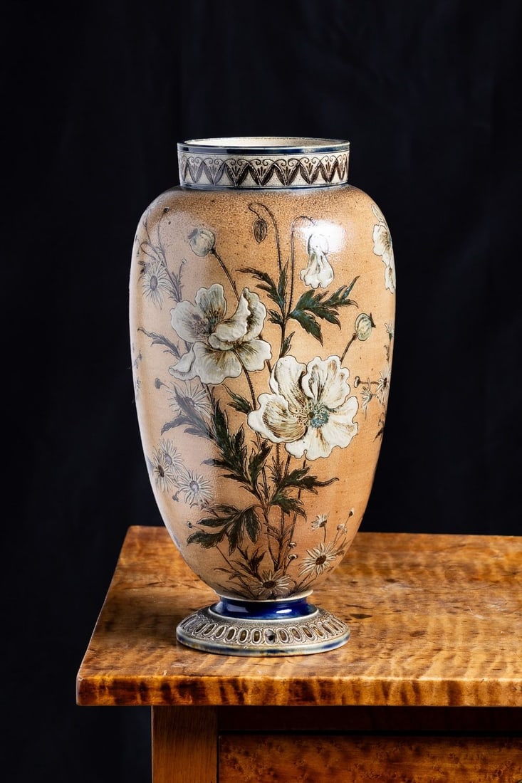 Martin Brothers Floral Footed Vase - 2