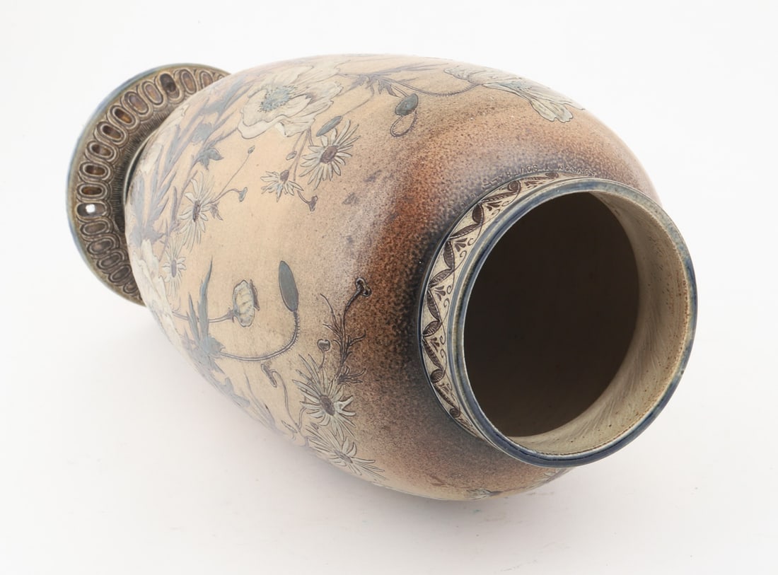 Martin Brothers Floral Footed Vase - 6