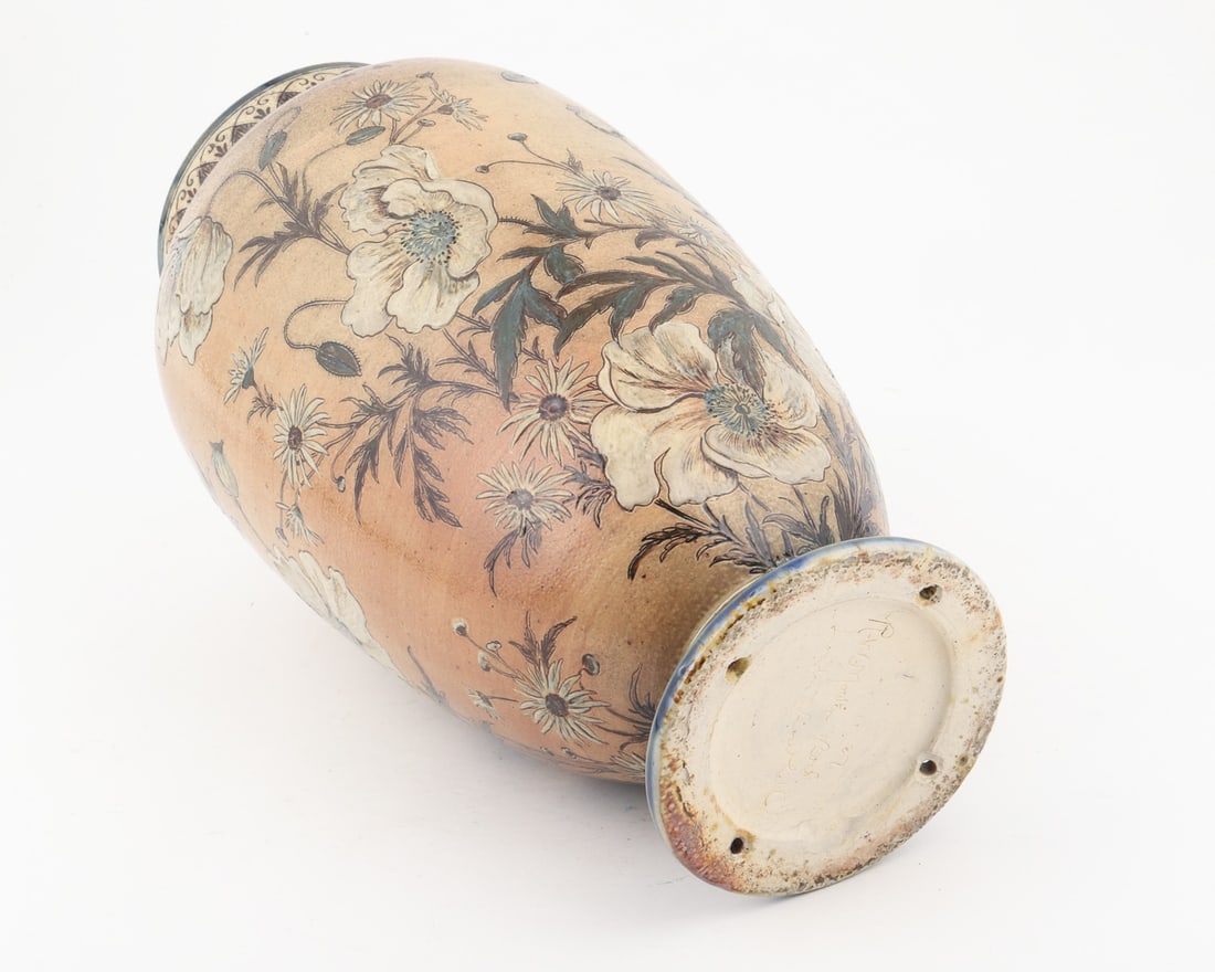 Martin Brothers Floral Footed Vase - 7