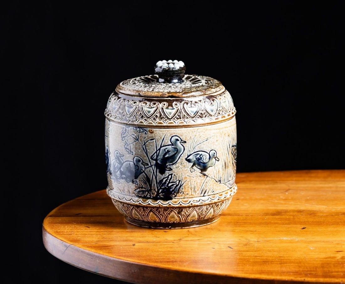 Martin Brothers Ducks Covered Jar - 2
