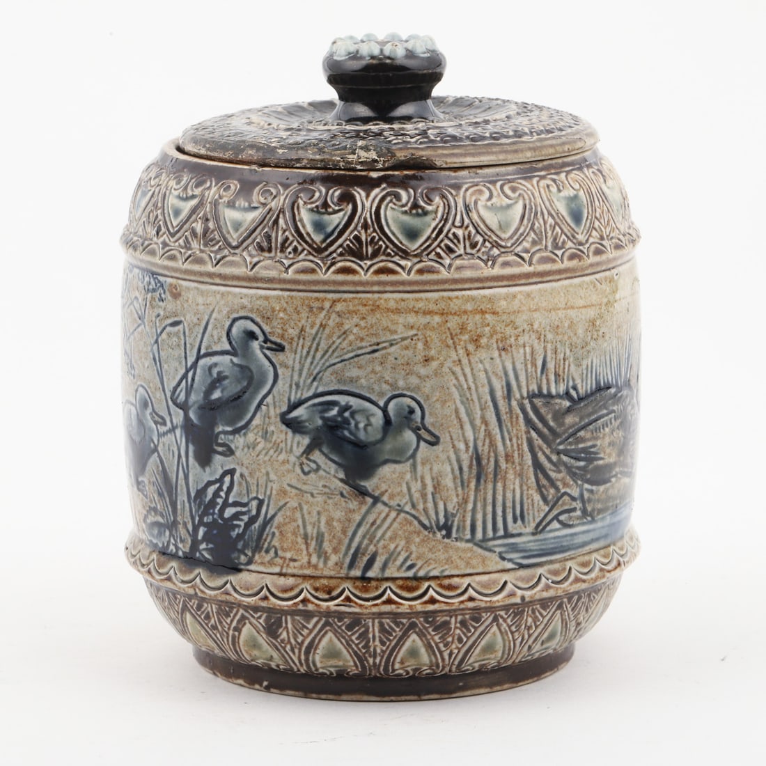 Martin Brothers Ducks Covered Jar - 5