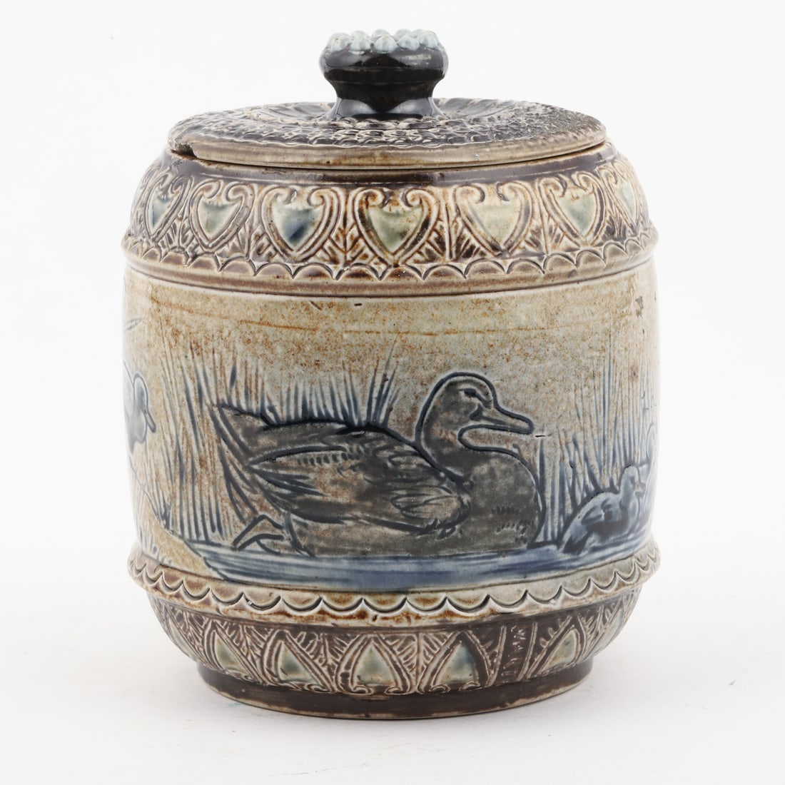Martin Brothers Ducks Covered Jar - 6