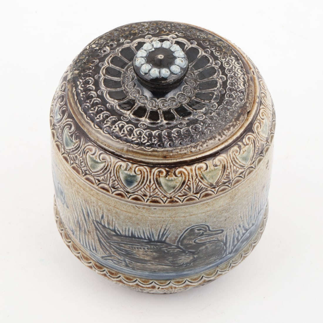 Martin Brothers Ducks Covered Jar - 7