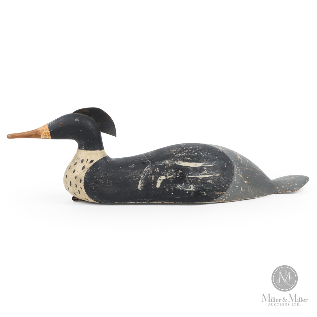Oversized Merganser Nova Scotia Duck Decoy: Nova Scotia. 1950s. Painted wood. 8" x 25.5" x 8". From a Private Nova Scotia Collection. Nova Scotia. 1950s.