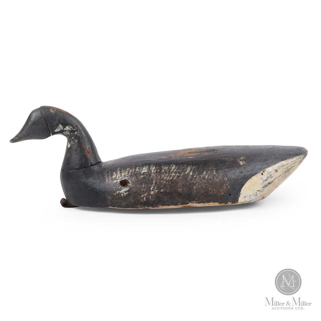 Havelock Mill (1844-1900), Prince Edward Island, Brant Decoy: Prince Edward Island. Fourth Quarter 19th Century. Painted wood. 7" x 19.5" x 7.5". From a Private Nova Scotia Collection. Prince Edward Island. Fourth Quarter 19th Century.