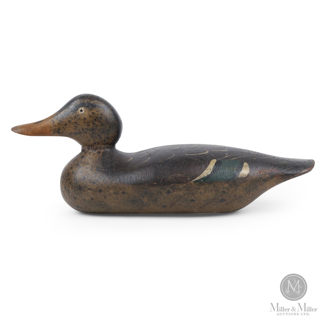 Mason Mallard Hen Standard Grade Glass Eye Factory Decoy: Detroit, Michigan. First Quarter 20th Century. Painted wood. 6.5" x 5.25" x 16.5". Detroit, Michigan. First Quarter 20th Century.