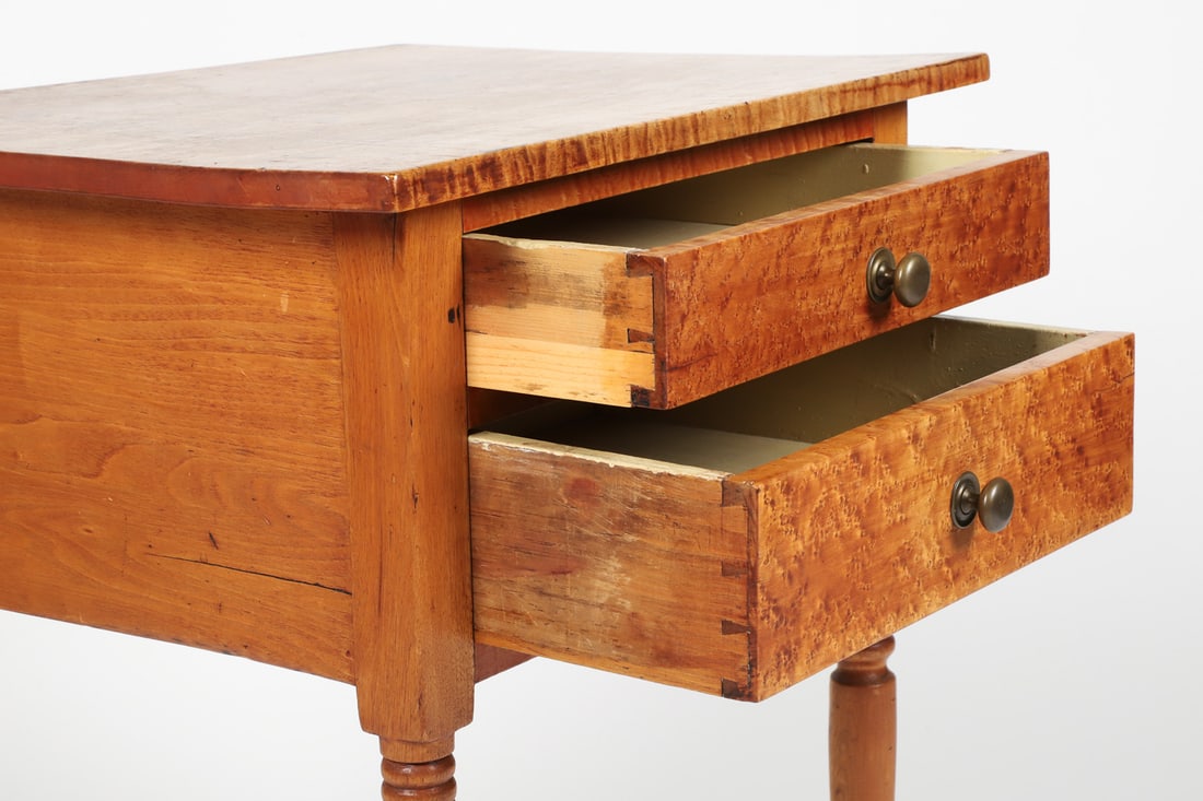 Figured Maple 2-Drawer Table - 5