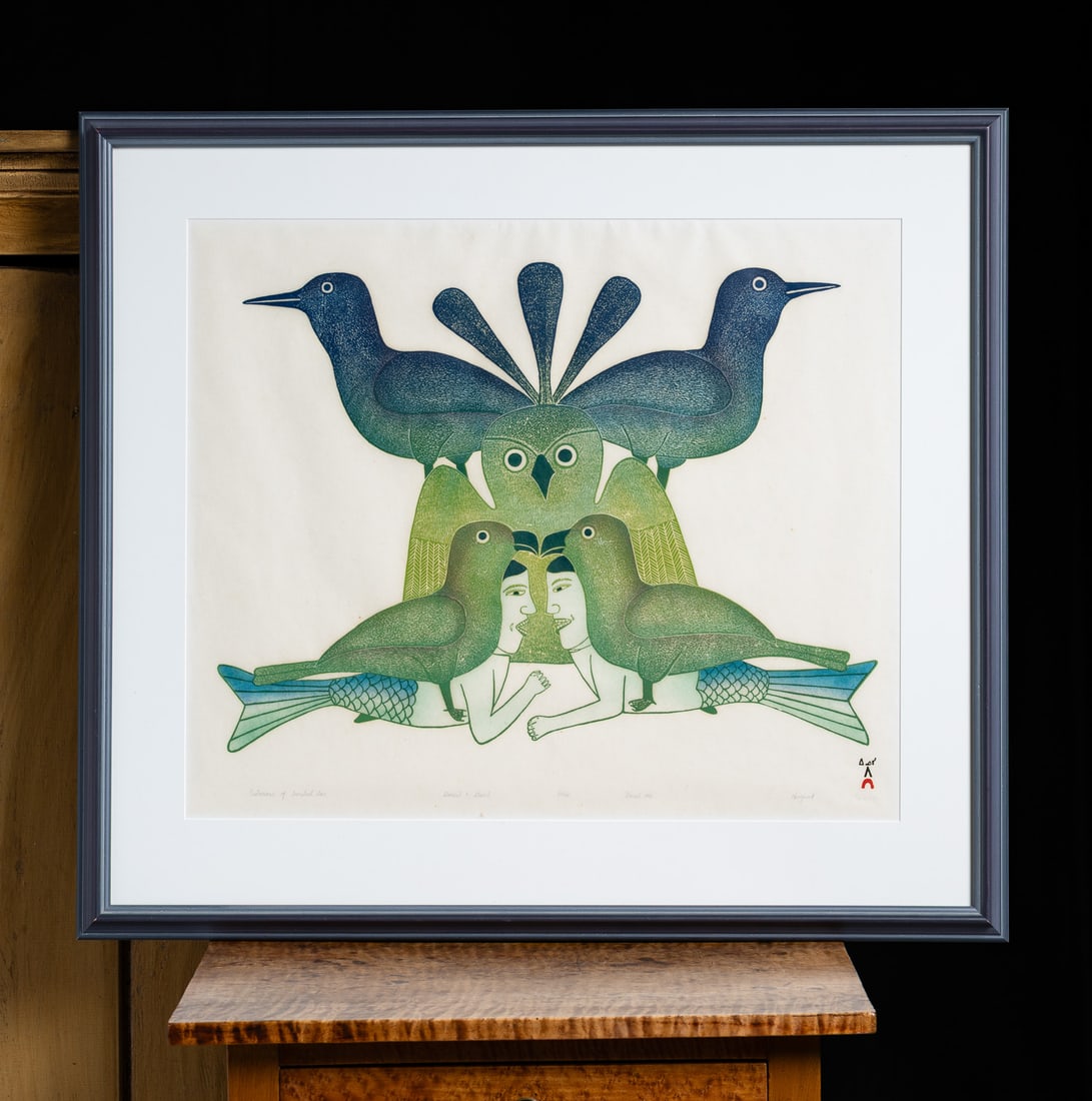 Kenojuak Ashevak (1927-2013) "Custodians of Ancestral Lore" Stonecut & Stencil - 7