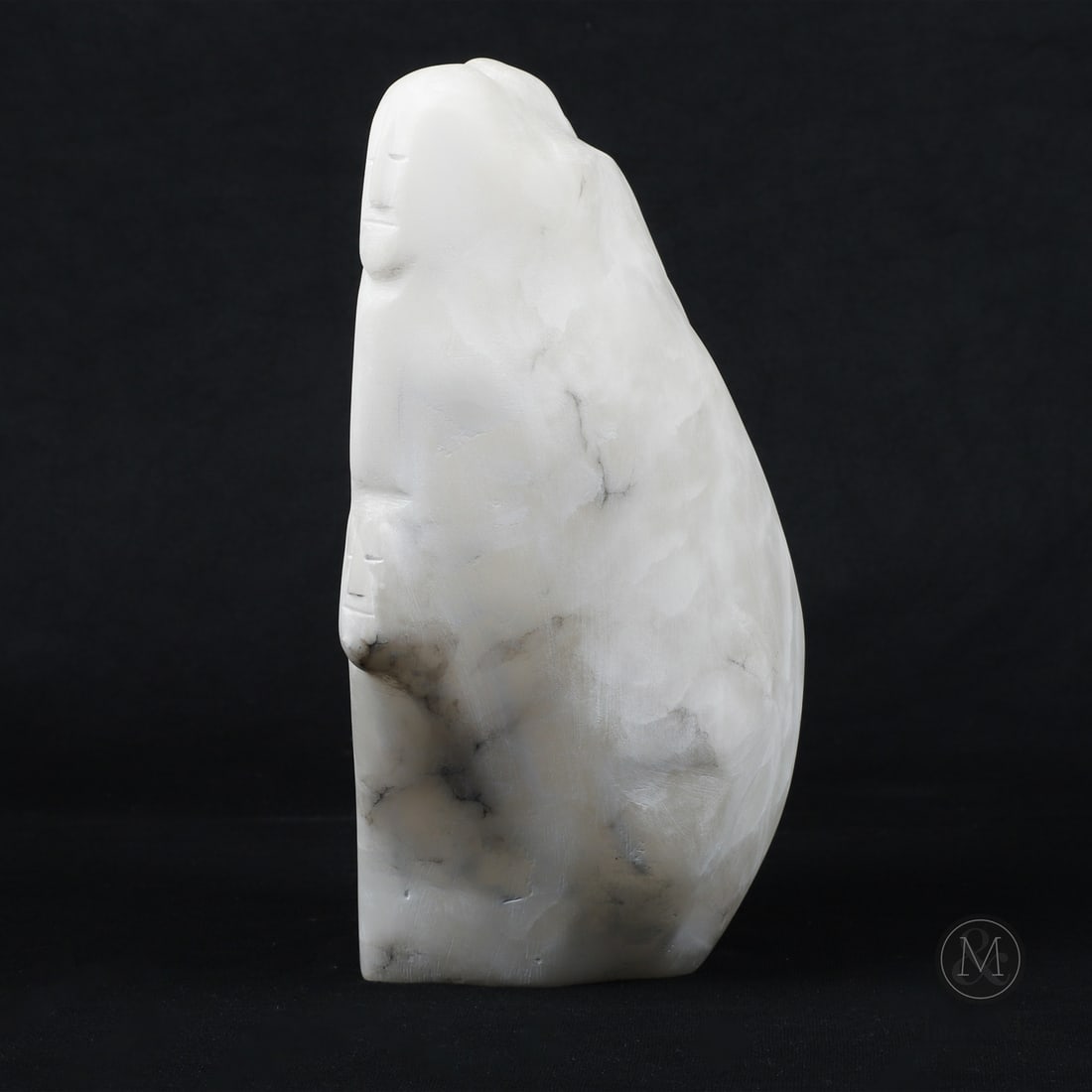 "Lucy Tasseor Tutsweetok" Alabaster Face Cluster: Canadian. Stone. An alabaster "Face Cluster" sculpture by Lucy Tasseor Tutsweetok (1934-2012), an Inuk artist from Arviat, Nunavut, born in northern Manitoba. Very good condition, a scarce piece done