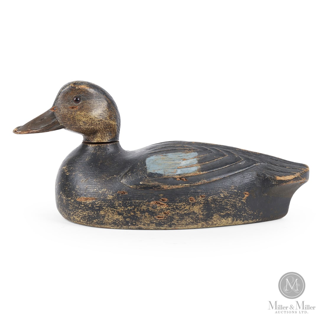 Bill Cooper (1886-1975), Verdun, Quebec, Bluewing Teal Hen Decoy: Verdun, Quebec. Late First Quarter 20th Century. Painted wood. Marked, bottom. 5.25" x 11" x 5". From the Art and late Shirley Philp Collection. Verdun, Quebec. Late First Quarter 20th Century.