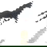 Trotting Horse Weathervane: Canadian. Metal. A sheet iron trotting horse weathervane in a weathered surface. Very good condition and mounted on an early wooden acorn finial. Nova Scotia, early 20th century. On finial: 26" x