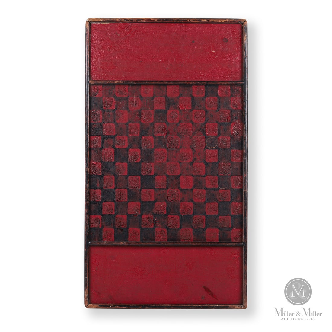 Quebec Coca Cola Gameboard: Canadian. Wood. A Quebec gameboard (12x12 squares) made from an early wooden Coca-Cola sign. The playing surface is in great alligatored red and black paint in very good condition, with a black