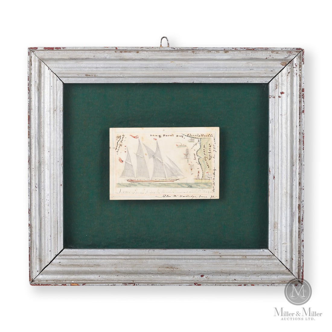 Captain Alexander McNeilledge 1872 Port Dover Painting: Canadian. Wood. An Ontario watercolour by Captain Alexander McNeilledge (1791-1874) showing a tern schooner with smaller vessels in the background framed by an excellent depiction of Long Point Bay,