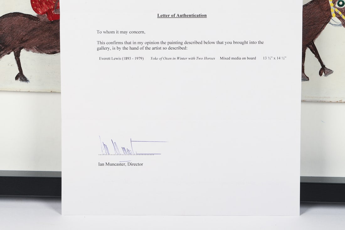 Everett Lewis Yoke of Oxen in Winter with Two Horses - 5