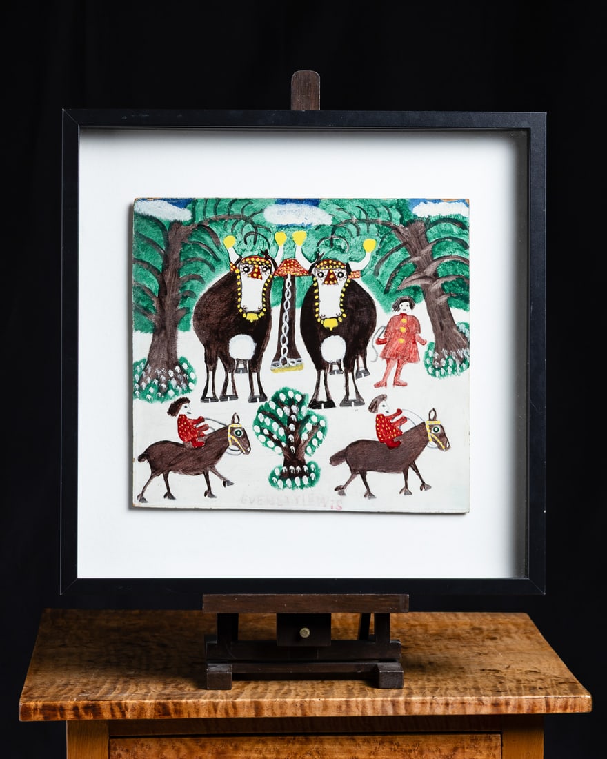 Everett Lewis Yoke of Oxen in Winter with Two Horses - 6