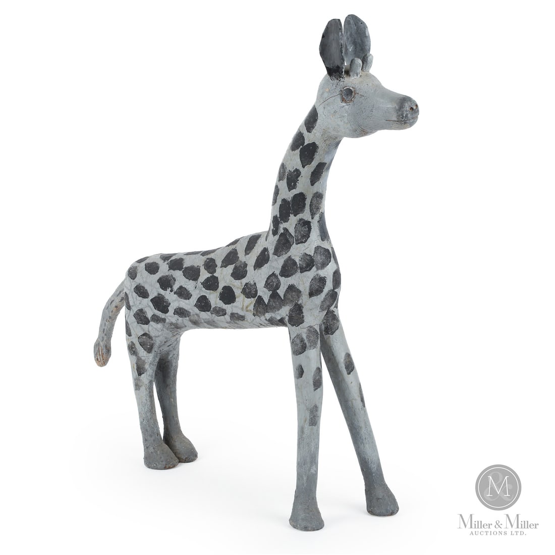 Ewald Rentz Carved Giraffe: Ewald Rentz (1908-1995) brought imagination and often humour to his folk art wood carvings. He had a talent for finding natural wooden shapes to serve as the basis for his creations.