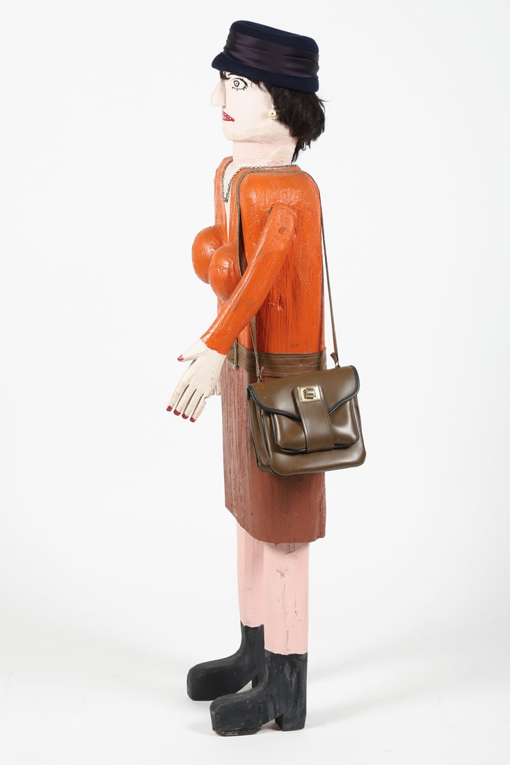 Attributed Felicien Levesque Woman with Hat & Purse Carving - 4