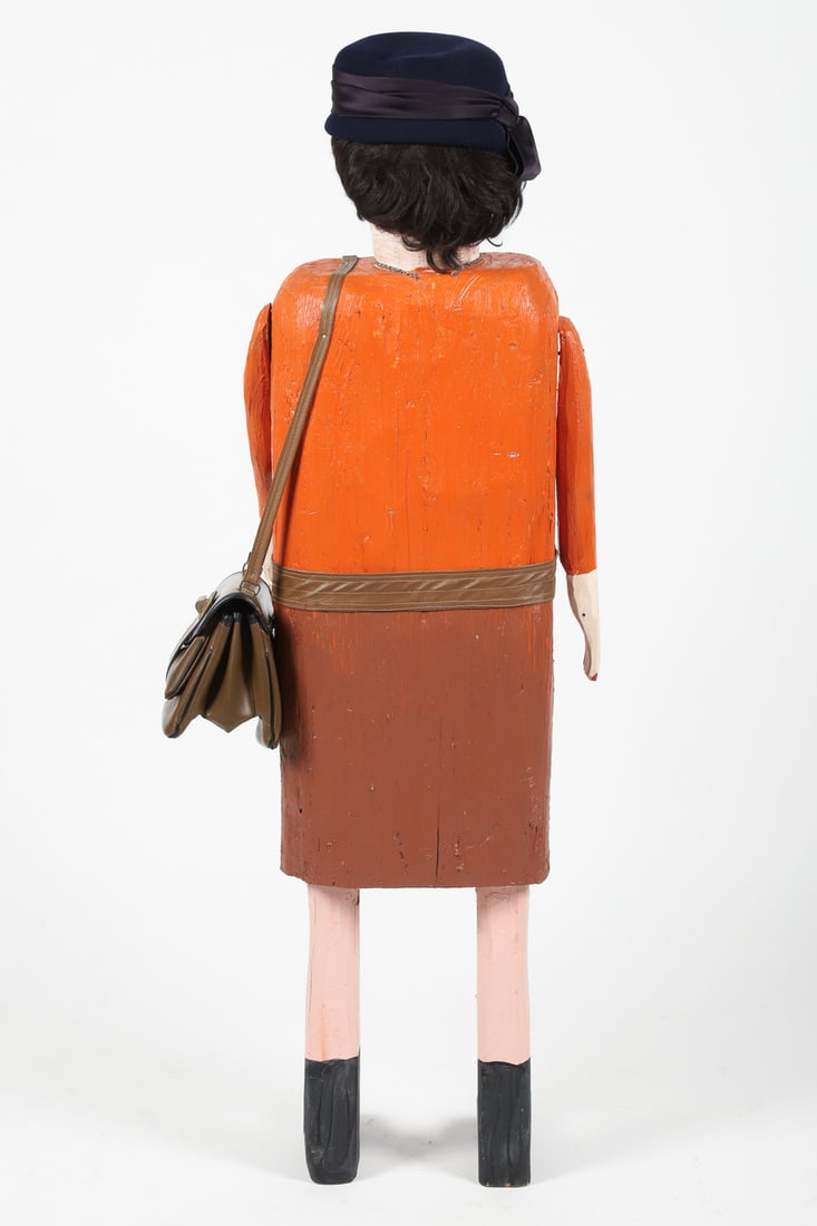 Attributed Felicien Levesque Woman with Hat & Purse Carving - 5